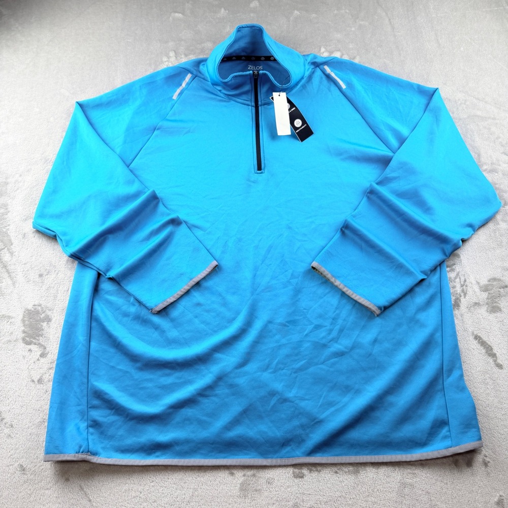 Zelos Men's XL Blue Quarter Zip Pullover Activewear Shirt Long Sleeve‎